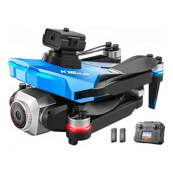 Drone Aéreo Con Cámara 4k Hd,control De Pantalla,2pilas,azul