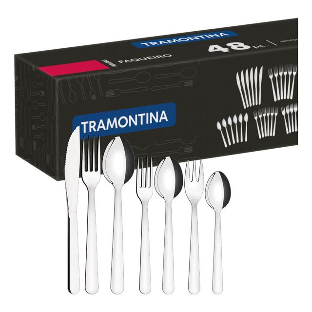 Faqueiro Tramontina Aço Inox Malibu 48 Pç Faqueiro Tramontina Aço Inox Malibu 48 Pç