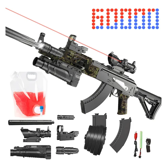 Pistola Hidrogel Ak47 Lanzador Juguete Gel Automática Láser