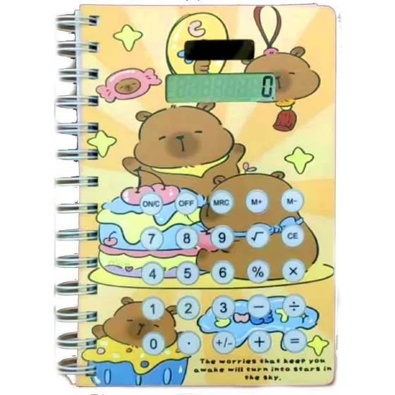 Caderno Capa Dura Brochura Com Calculadora Capivara