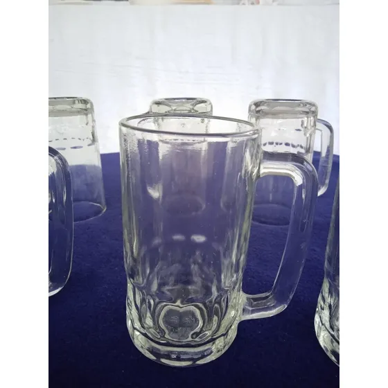 Vasos Jarras Cerveceras Ocho Unidades Con Asa Vidrio 