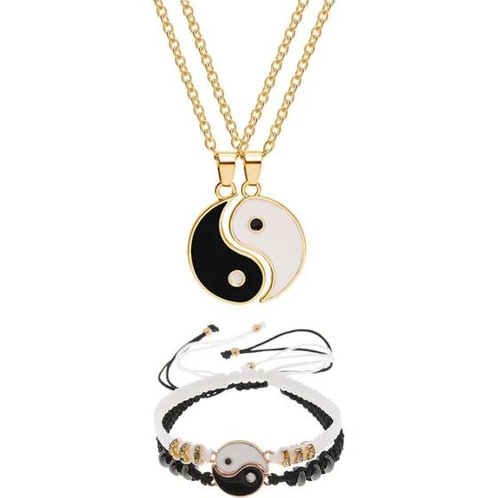 Juego De Pulseras Y Collares Yin Yang Para Amigos O Parejas