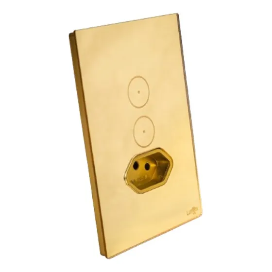 Interruptor Touch 2 Botões + Tomada Wi-fi Dourado 4x2 Lumenx