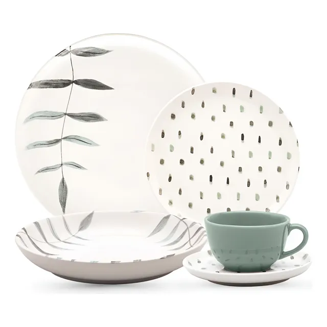 Aparelho De Jantar E Chá 20 Peças Oxford Flat Samambaia