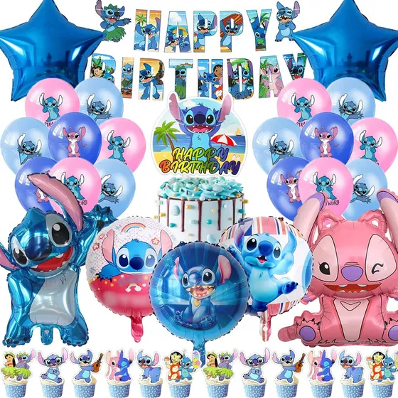Kit 40 Globos Lilo & Stitch Cumpleaño Decoracion Fiesta+luce