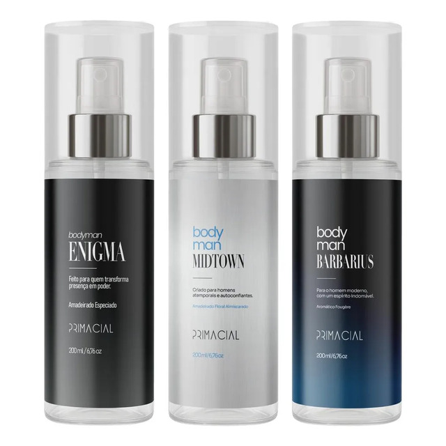 Kit Body Splash Masculino Barbarius + Enigma + Midtown 200ml