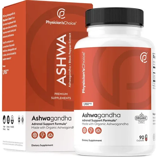 Physician's Choice Ashwaganda Orgánica Adaptógeno X 90 Caps Sabor Sin sabor