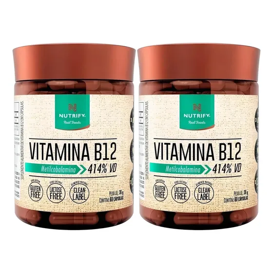 2x Vitamina B12 Nutrify 60 Cáps Metilcobalamina 414% Vd Sabor Sem Sabor