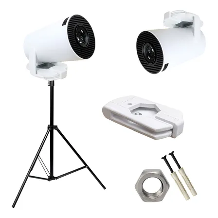 Kit Suporte E Tripé Para Projetor Hy300 Fixação Parede Teto Branco E Tripé Preto