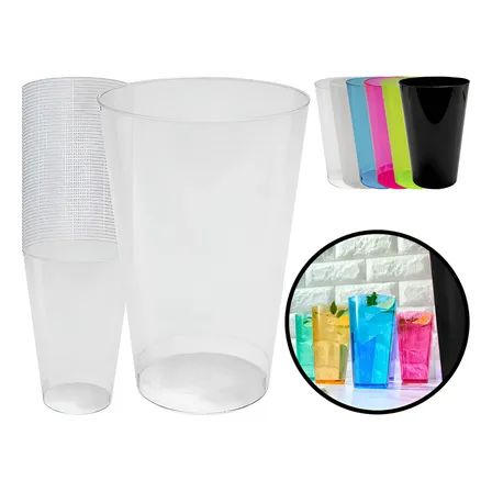 100 Copos Acrilico 300ml Lavável Descartável Cristal