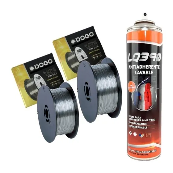 2 Alambres + Antiadherente Mig Soldar Flux Tubular 450g 0.8 