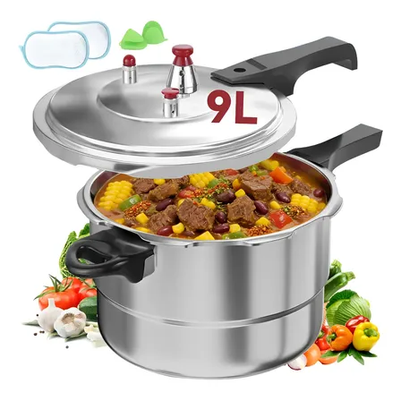 Novry® Olla Express 9 Lts Para Gas Y Eléctrica Con Parrilla