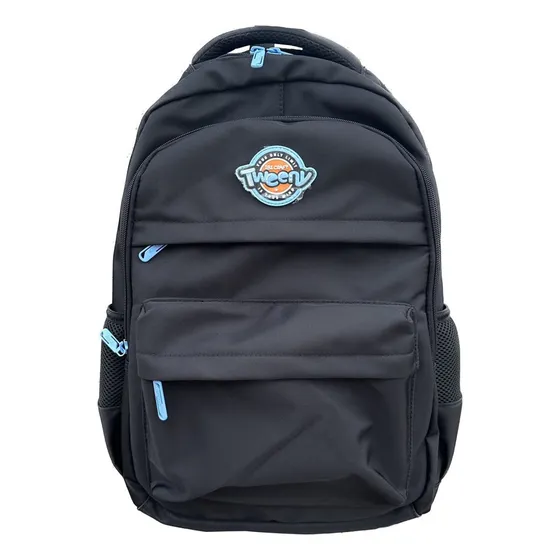Mochila Escolar Tweeny Ibi Craft Poliester Resistente A Agua Color Negro Diseño de la tela Liso