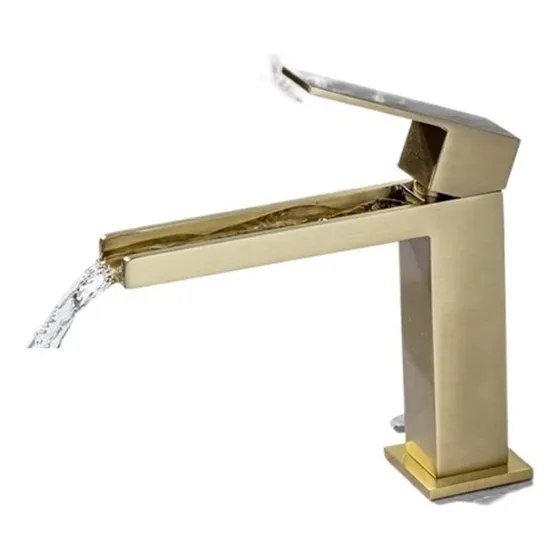 Grifo Lavabo Oro Cepillo Frio Caliente Cascada Baño Agua