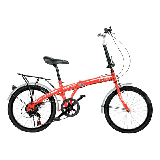Bicicleta Plegable Lumax 7 Cambios Parrilla Trasera Roja Color Rojo Tamaño del cuadro S