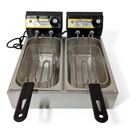 Fritadeira Elétrica Óleo Inox Cuba Dupla Profissional 7 L Preto 127v