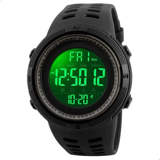 Relógio Masculino de Pulso Digital Led Alarme Preto Skmei 1251