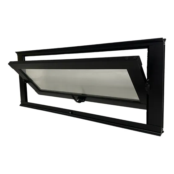 Janela Vitrô Capelinha 140x50 Preto Pivotante Linha 25 Incolor Horizontal