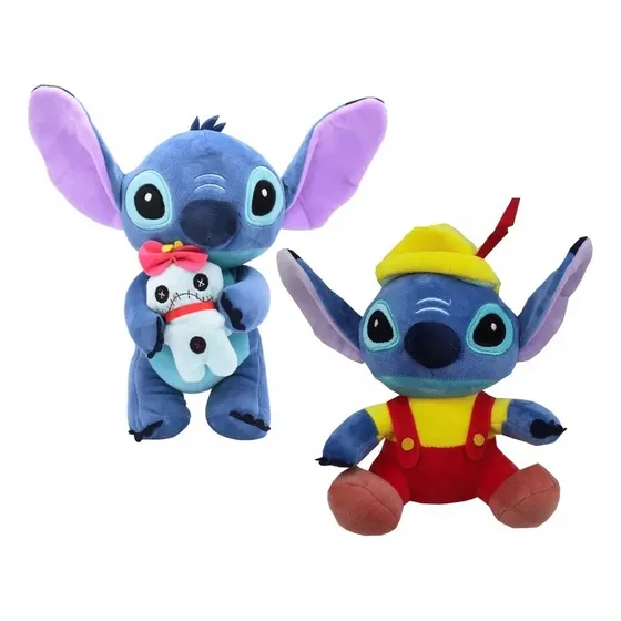 Peluche Stitch Azul Y Angela Rosado Suave 20 Cm
