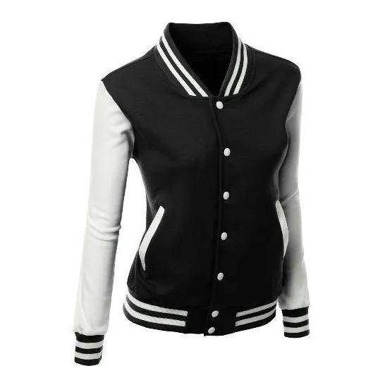 Tejido Elegante Chaqueta De Béisbol Negro Yl5qn