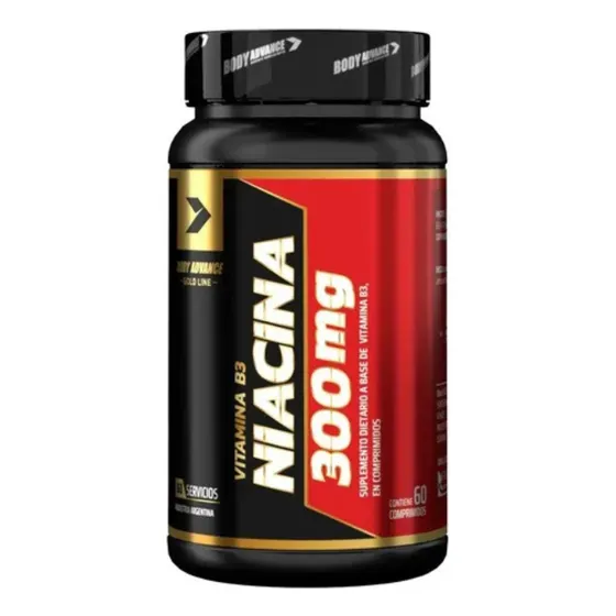 Niacina 300mg, Vitamina B3,  60 Comprimidos. Body Advance
