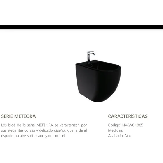 Nova Bidet Negro Mate Redondo Meteora