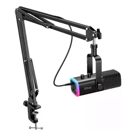 Kit Microfone Fifine Xlr Am8 Com Braço Articulado Cardioide