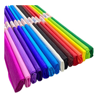 Kit Com 50 Folhas De Papel Crepom 48cm X 2m Sortidos Kit Com 50 Folhas De Papel Crepom 48cm X 2m Sortidos
