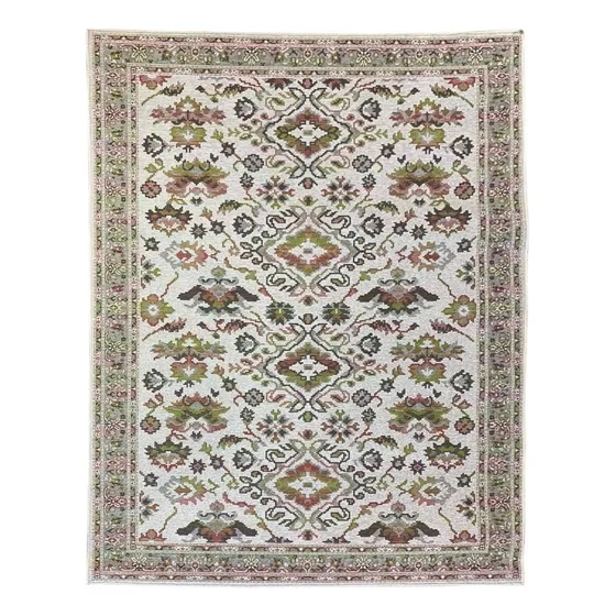 Tapete Sala Tecido Classico 100x150 Cm Tipo Belga Persa Cor Verde-claro