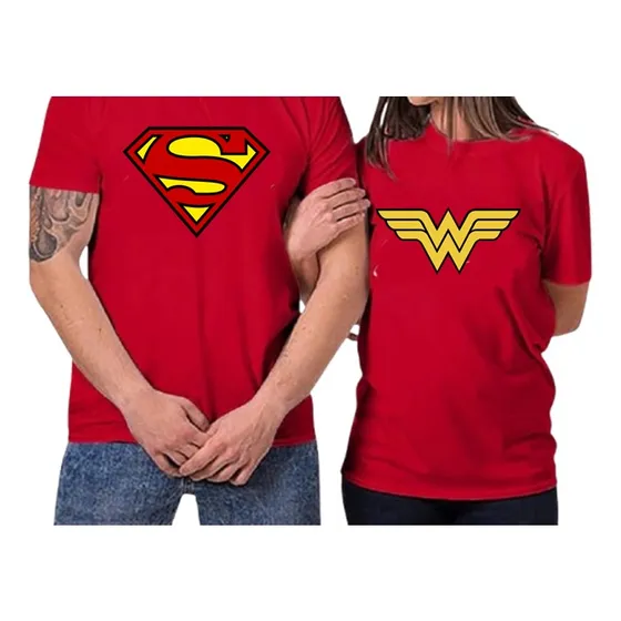 Franelas Personalizadas De Pareja Superman Y Wonder Woman