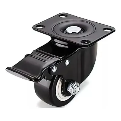Rueda Giratoria 5 Cm Con Freno Negra Para Muebles