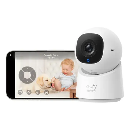 Câmera Seguranca Anker Eufy C220 Wifi 2k(3mp) Interna 360° Visão Noturna Rastreamento Ia Com Gravação 24h Contínua Áudio... Branco
