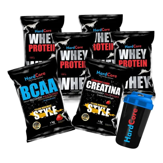 4 Kg Proteína Whey + 1 Kg Creatina + 1 Kg Bcaa + 1 Mezclador