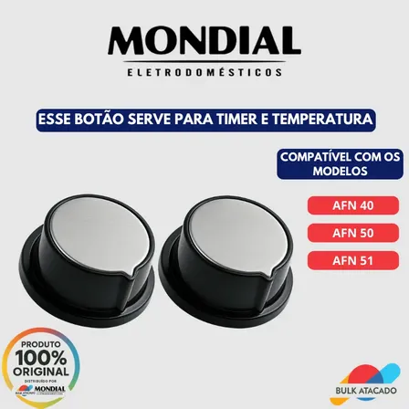 Kit 2 Botão Air Fryer Mondial Afn40 Afn50 Afn51 Preto