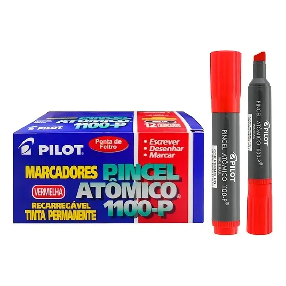 Marcador Atomico 1100-p Pilot Caixa C/12 Unid. Cor Vermelho