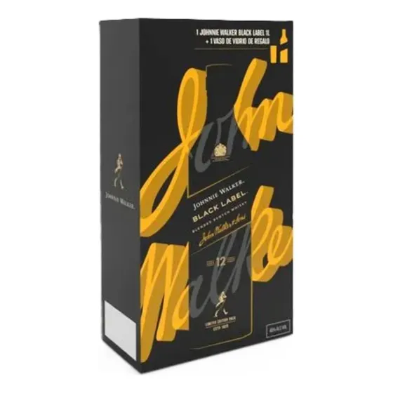 Whisky Escoces Johnnie Walker Black Label 1 Litro + Vaso