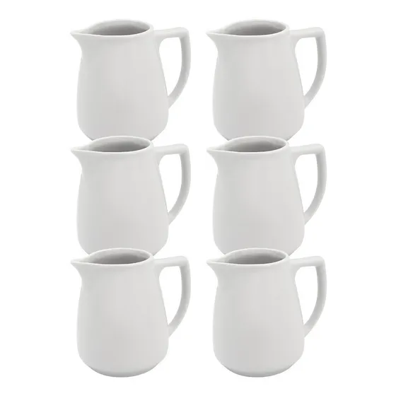 Kit 6 Jarra Porcelana 60ml Mini Jarrinha Leiteira Molheira