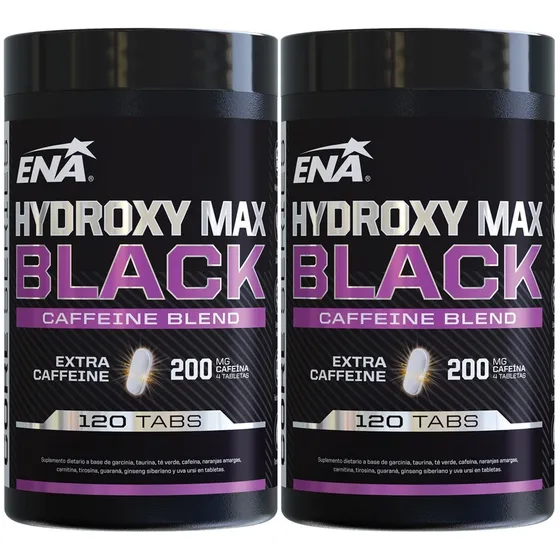 2 Super Quemador Termogénico Extra Cafeina Hydroxy Max Black