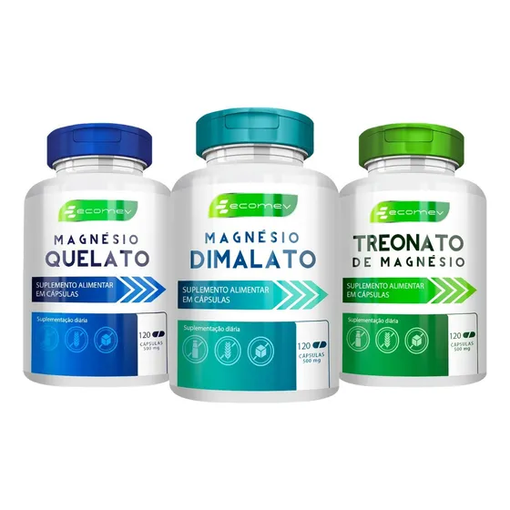 Suplemento em cápsulas Mix magnesio Quelato Dimalato Treonato 360cps 500mg Ecomev