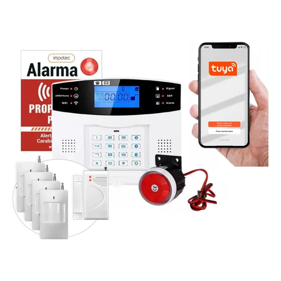 Alarma Wifi 4g Kit 4 Sensores Mov + 1 Sensor Mag / Impotec Color Blanco