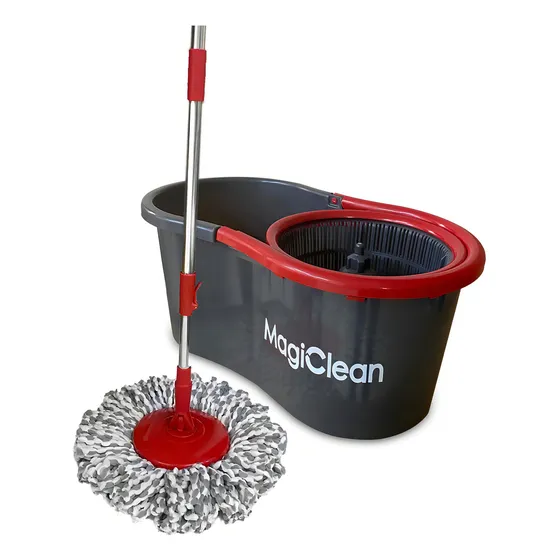 Trapeador Mop cubo con doble mecanismo MagiClean Spin Magic M2 Mopa incluye 2 microfibras