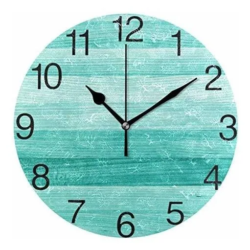 Senya Teal Turquesa Madera Verde Reloj De La Pared 1ymgn