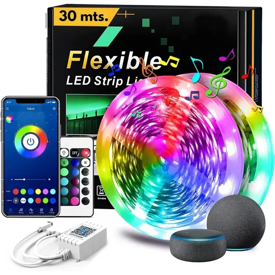 Tira Luces Led Wifi Rgb 30 Metros Dormitorio Chip De Alexa 