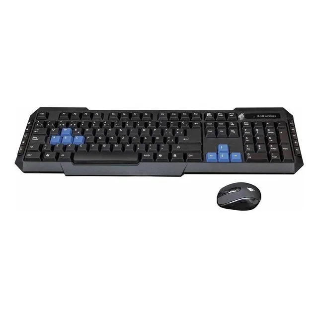 Kit Teclado Mouse Inalámbrico Wireless Usb Gamer 18-8373 Color del teclado Negro