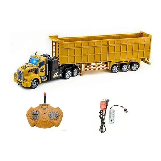 Tractomula Traile 1:32 Control Remoto Pila Recargable Ht-193 Color Amarillo