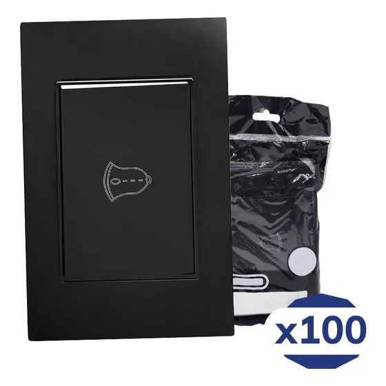 Placa Contacto Timbre Negro Mate 77x124mm Premium Artlite Apl-313 Paquete 100 Piezas