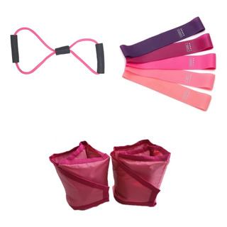 Kit Caneleira Rosa 3kg + Extensor + Mini Band Funcional Fit Kit Caneleira Rosa 3kg + Extensor + Mini Band Funcional Fit