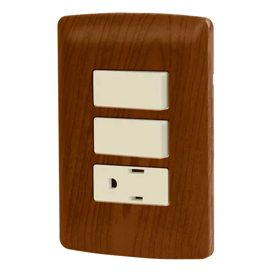 Placa Armada Contacto 2 Interruptores,madera,italiana 49936
