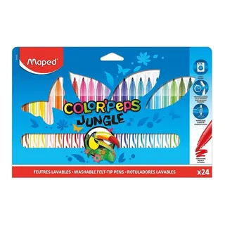 Caneta HidrogrĂĄfica Color Peps Jungle Estojo 24 Cores Maped Caneta HidrogrĂĄfica Color Peps Jungle Estojo 24 Cores Maped