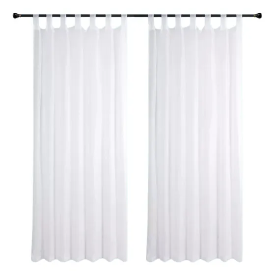 Cortina Velo Liso Con Presilla 140x220 Cm 2 Paño - Blanco